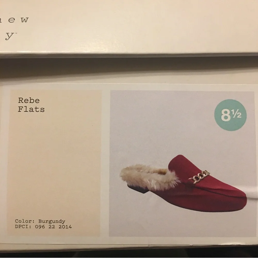 a new day Size 8.5 Women’s Rene Burgundy Flats Slide On Faux Suede & Fur Lining - Picture 11 of 11